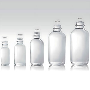Clear glass boston round bottle gpi 400 LaiyangPackaging.com