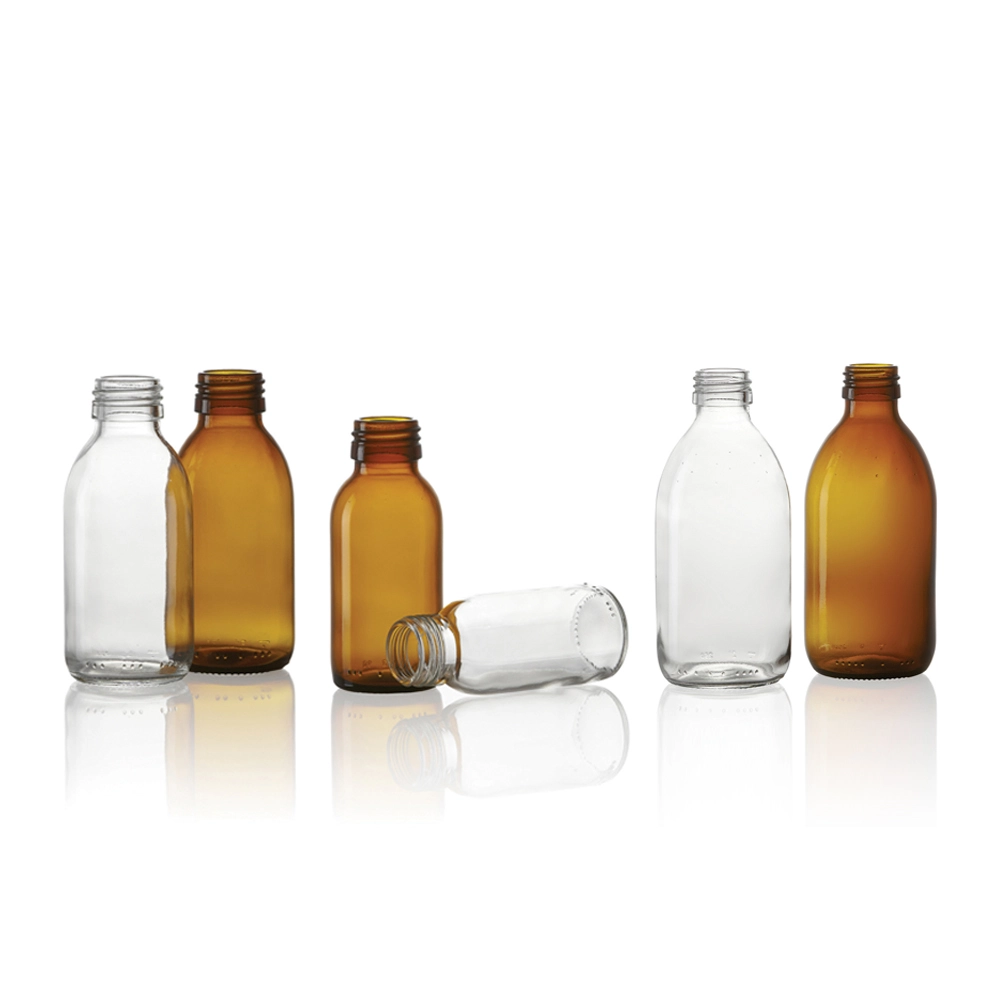 PP-28-Clear-and-Amber-Glass-Syrup-Bottles | LaiyangPackaging.com