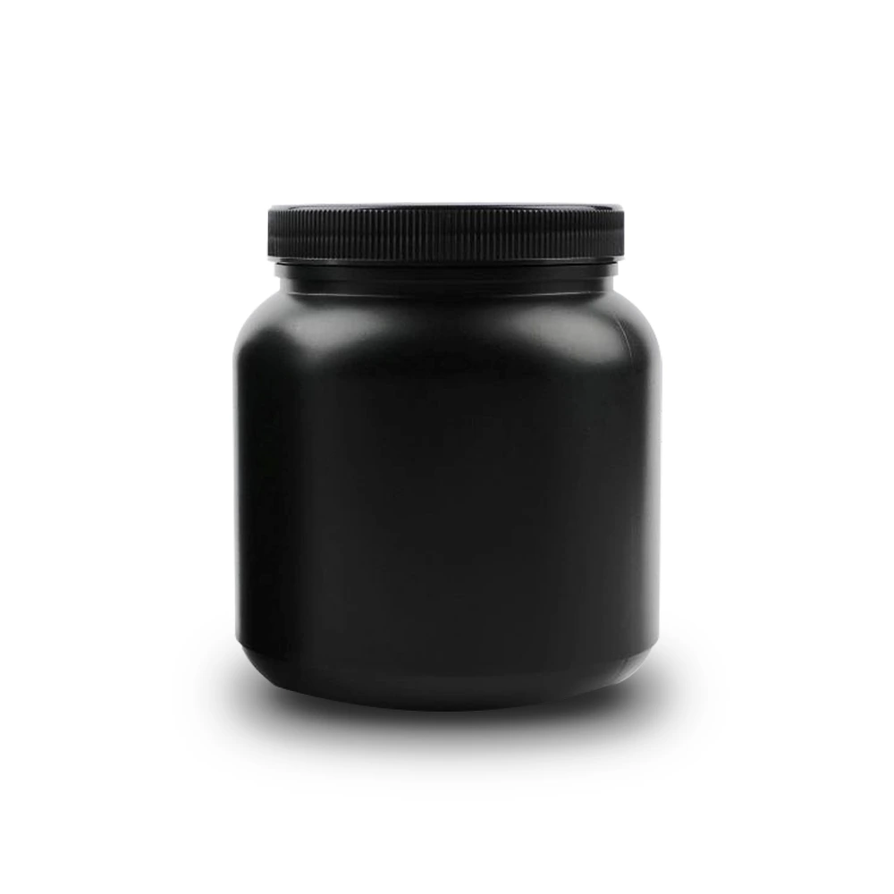 HDPE Protein Powder Jar | Black,White,HDPE Canisters | Round Shoulder, Short Neck | laiyangpackaging.com | 1L, 1.1L, 1.25L, 2L, 3L, 4.5L| HDPE or PCR HDPE on request