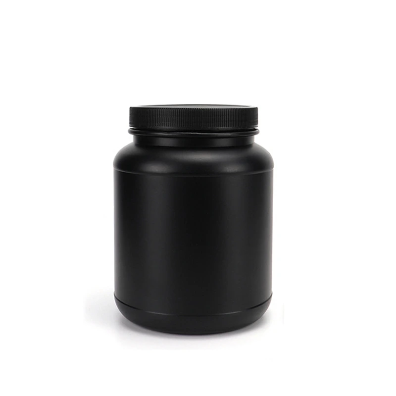 HDPE Protein Powder Jar | Black,White,HDPE Canisters | Round Shoulder, Short Neck | laiyangpackaging.com | 1L, 1.1L, 1.25L, 2L, 3L, 4.5L| HDPE or PCR HDPE on request