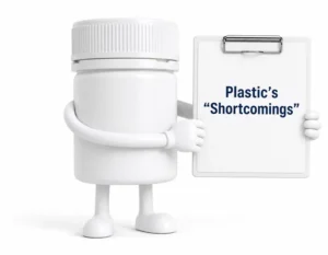 visual section header for a blog about the disadvantages and limitations of plastic pharmaceutical packaging | laiyangpackaging.com