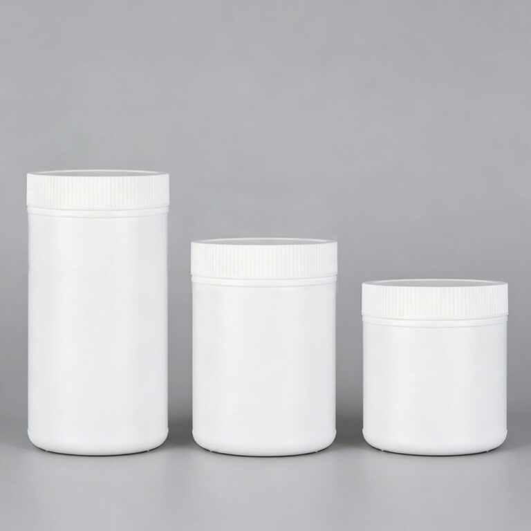 white hdpe plastic straight sided wide mouth jars